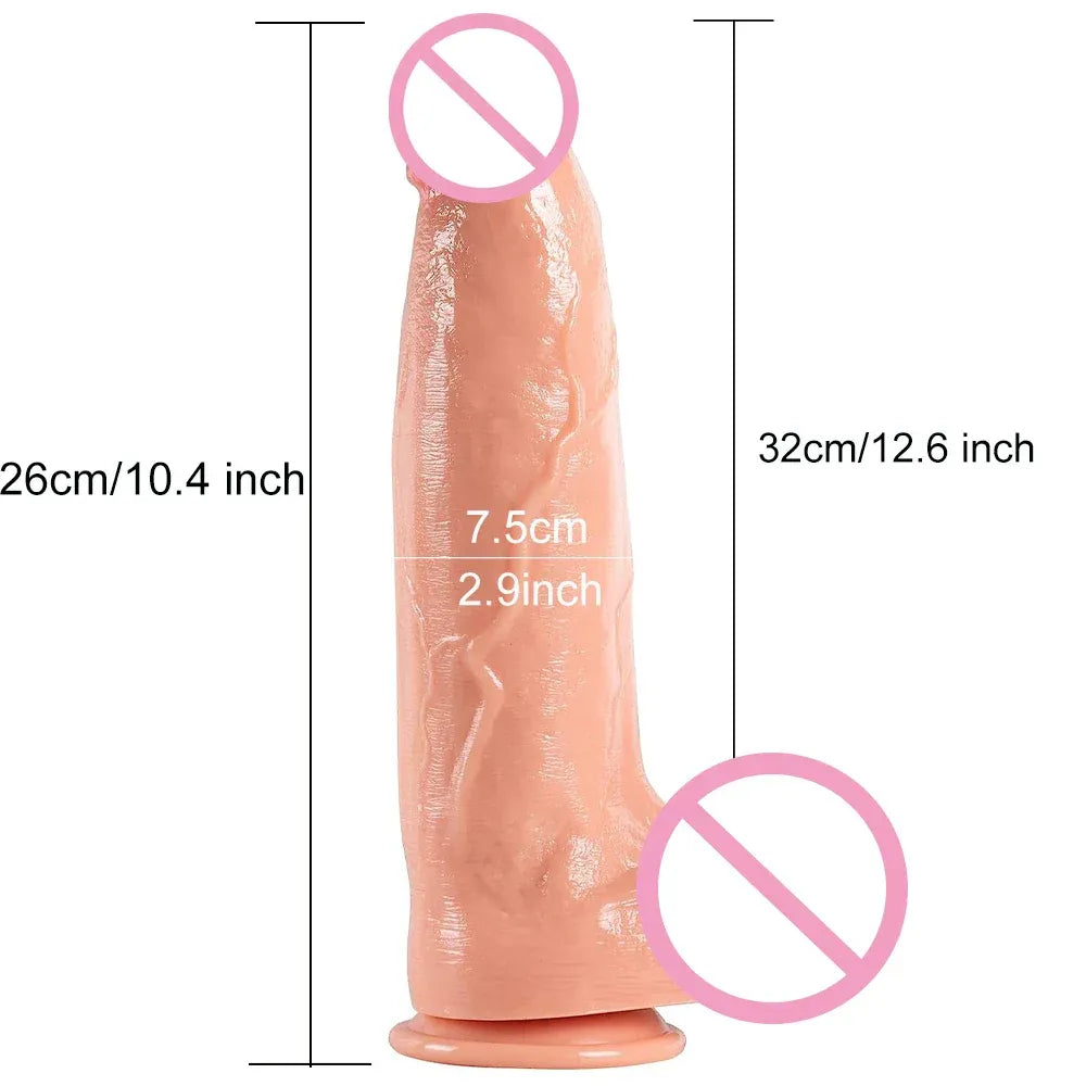 12 Inch Realistic Dildo with Suction Cup - Female Stimulator