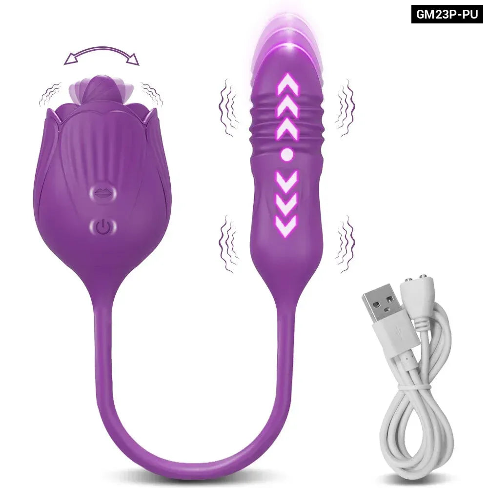 2 In 1 Clit Licking Vibrator for Women Thrusting Vagina