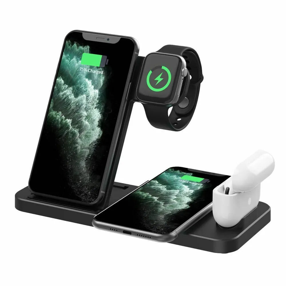 Vibe Geeks 4 - in - 1 Wireless Fast Charging Station for QI