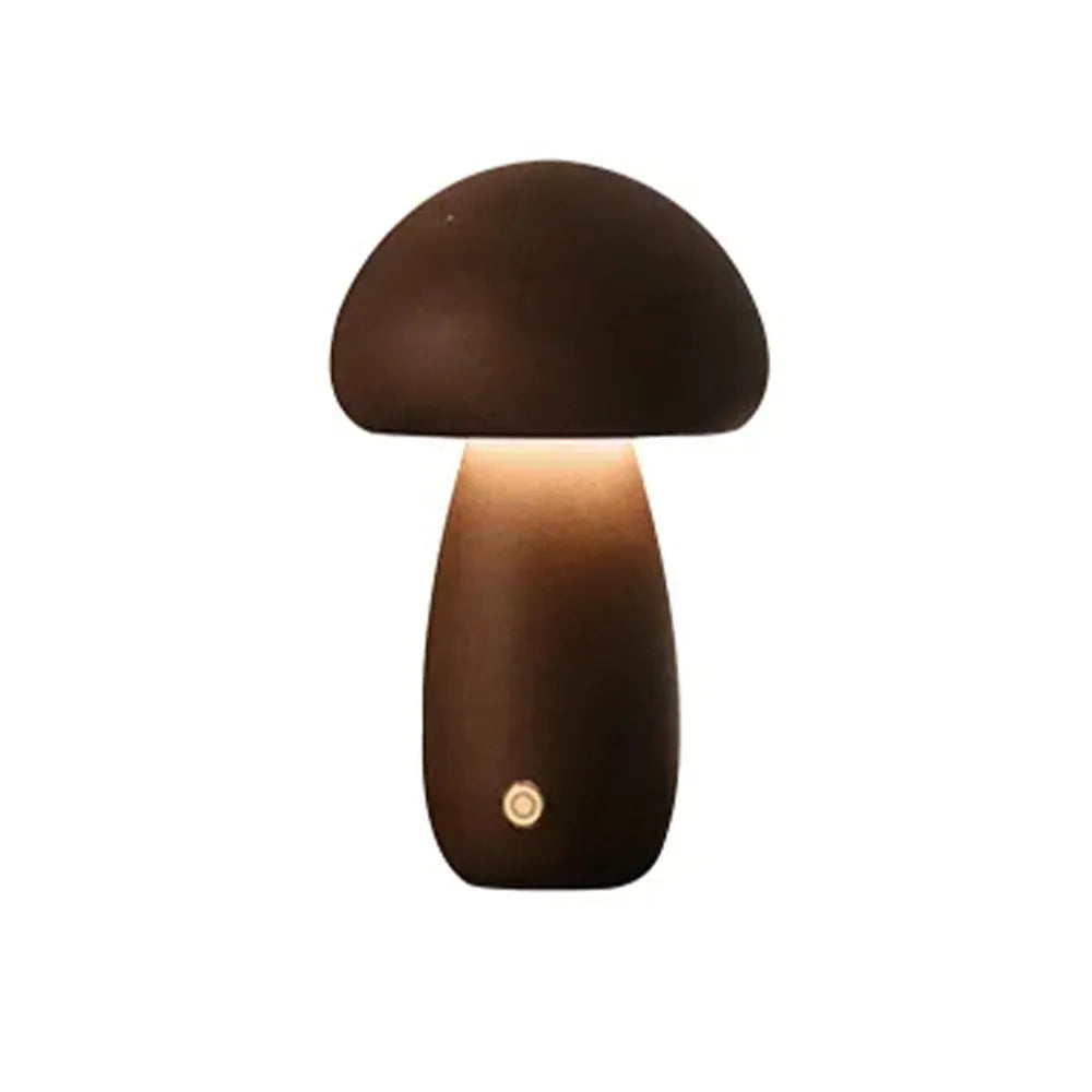 Vibe Geeks Wooden Mushroom Led Usb Rechargeable Night Light