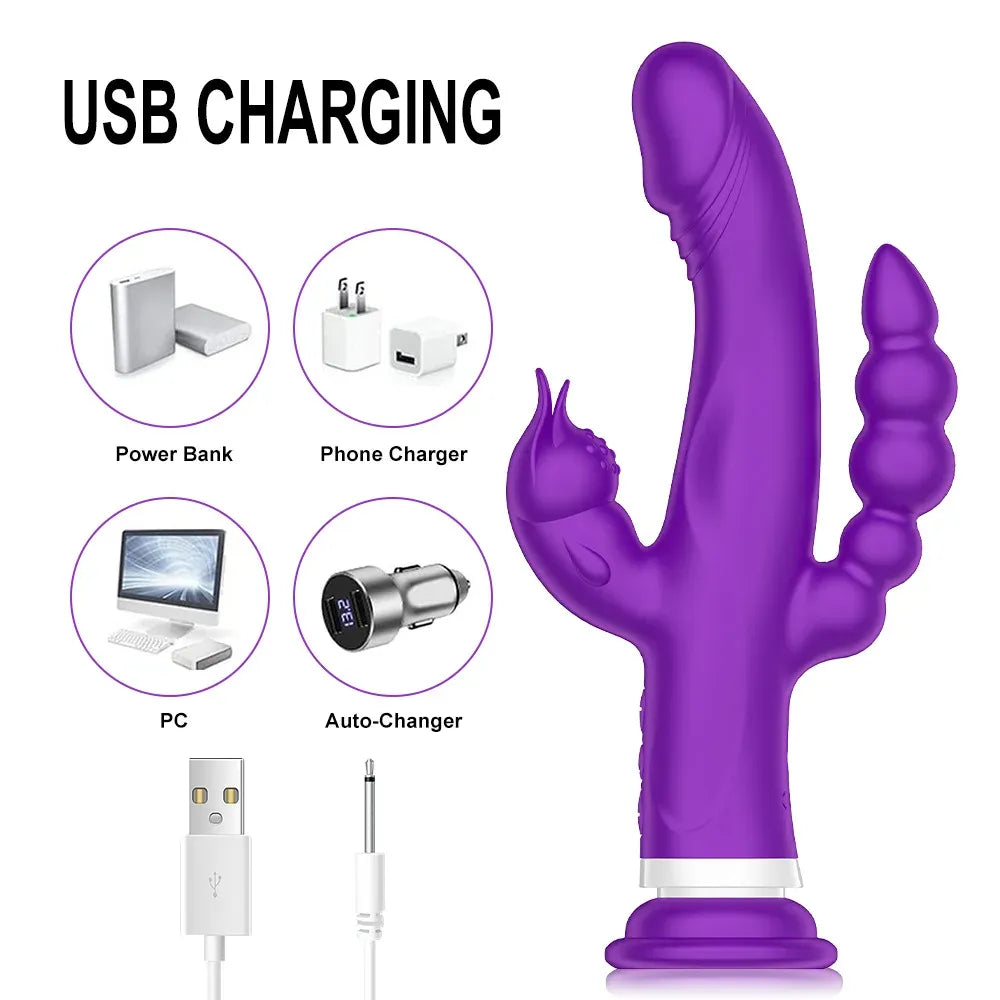 3 In 1 G Spot Rabbit Vibrator for Women Powerful Pleasure