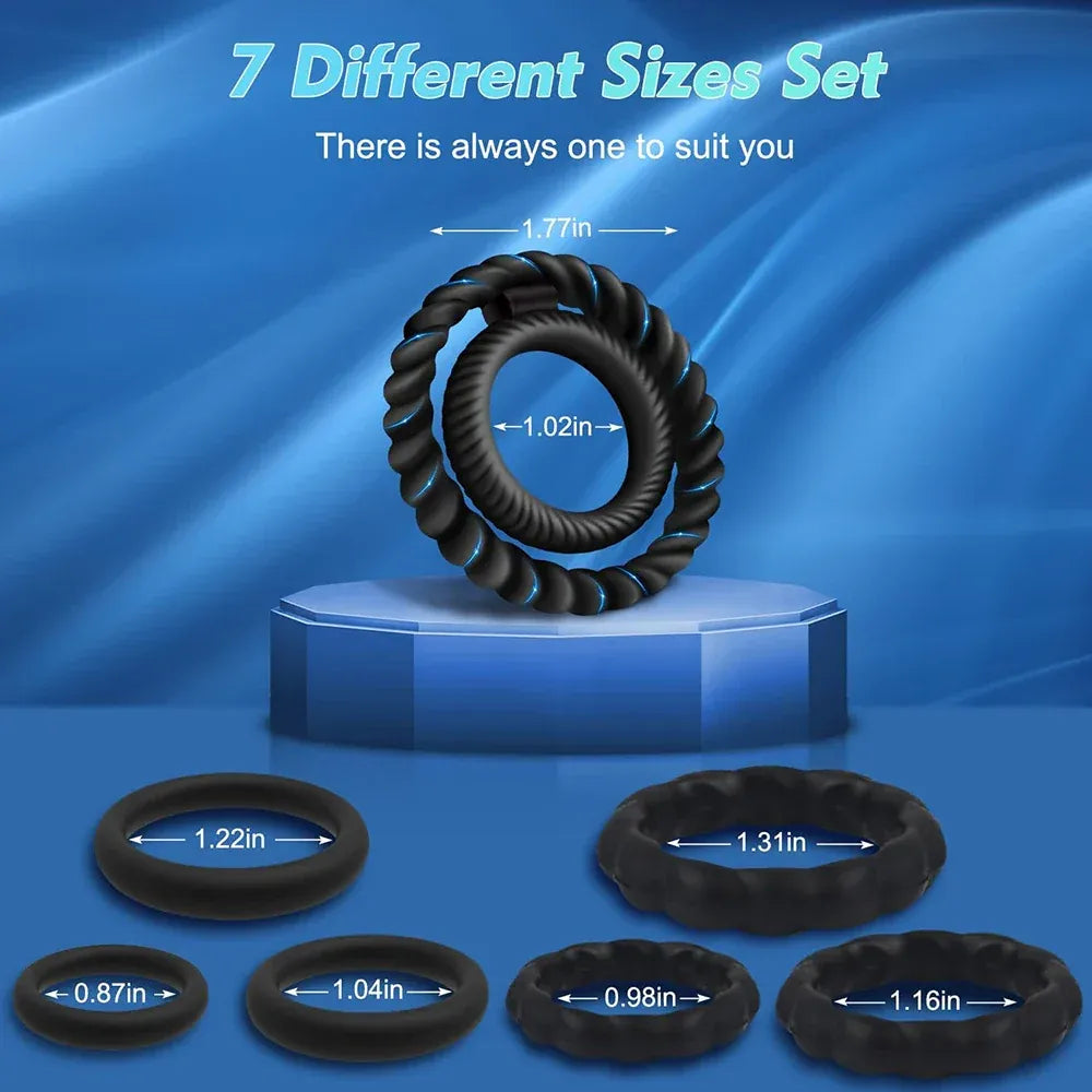 7Pc Silicone Cock Rings For Couples Delay Ejaculation &