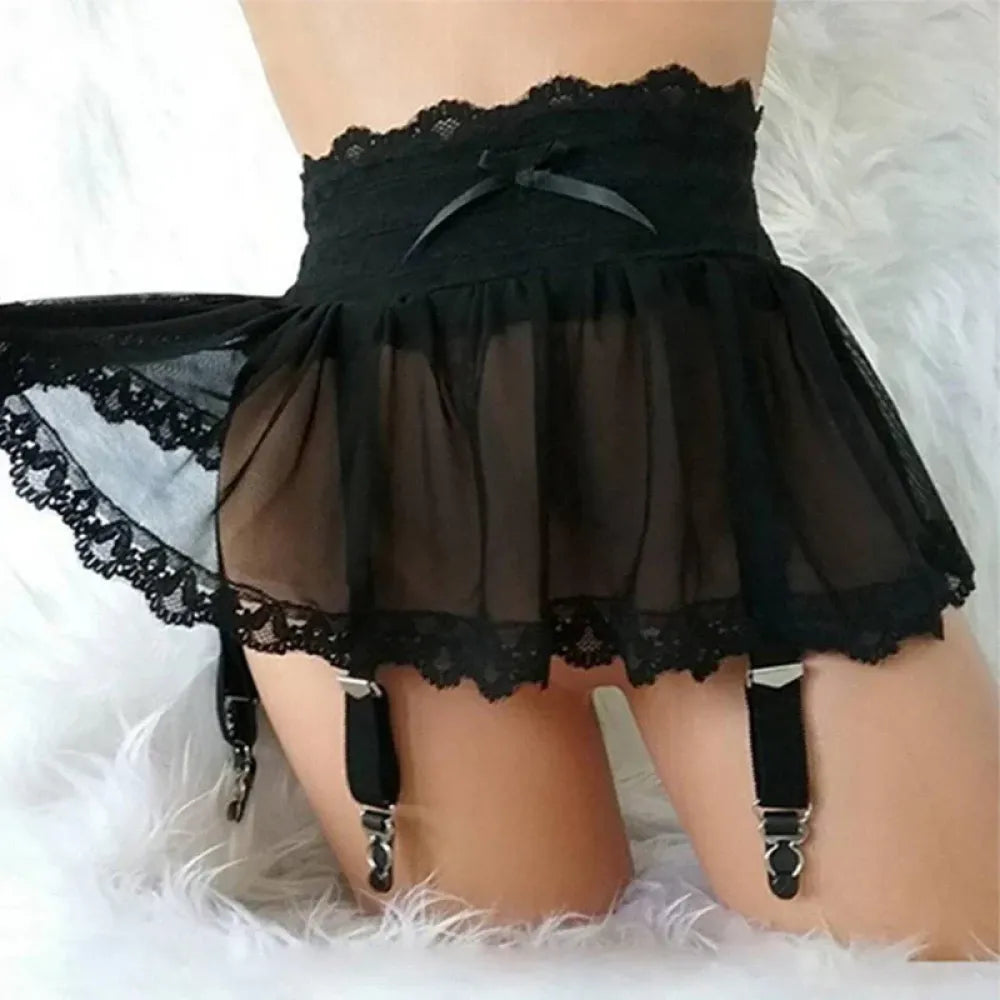 High Waist Lace Garter Panties