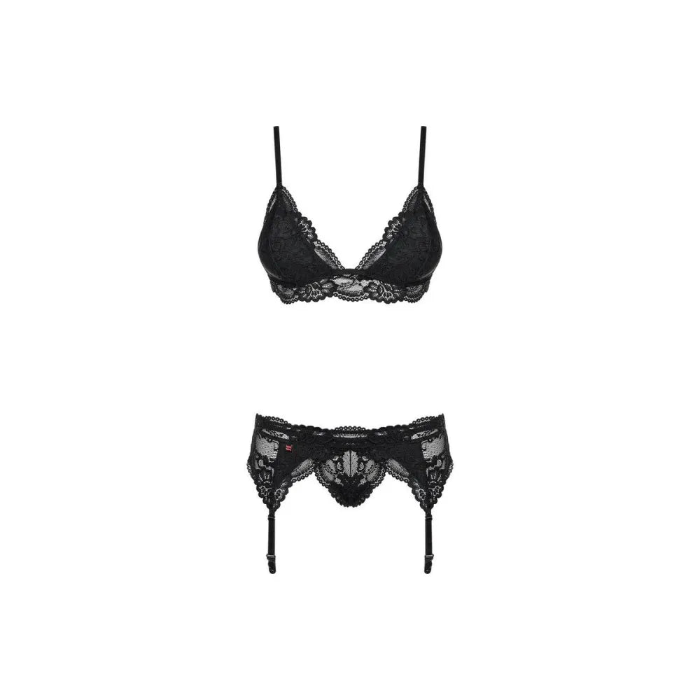 Lace Underwear Set By Obsessive 810-Seg-1 Black L/Xl