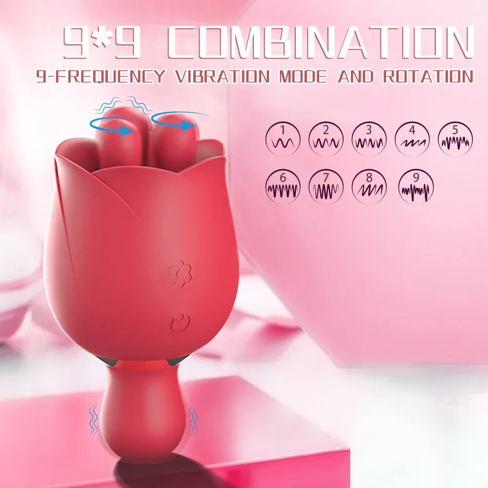 Rose Clit Stimulator 2 In 1 Oral Nipple Massager