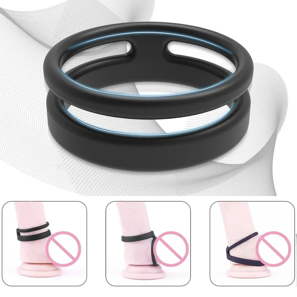 Silicone Dual Cock Rings For Men Delay Ejaculation &
